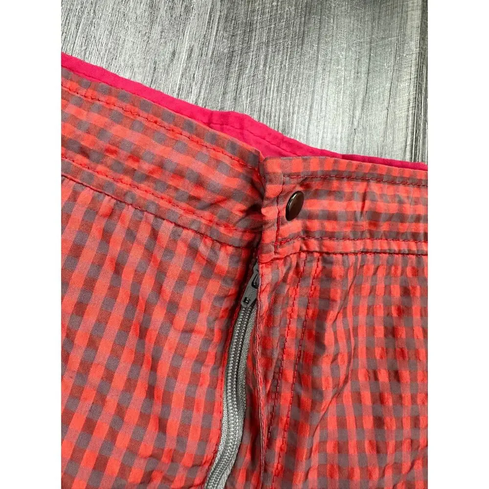 Peter Millar Seersucker Gingham Swim Trunks Red/Gray — Size 2XL